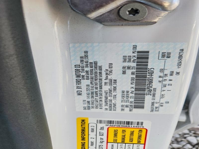 2019 FORD FUSION SEL 12