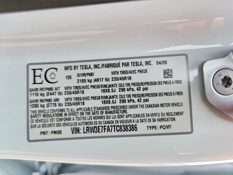 2026 TESLA MODEL 3 13