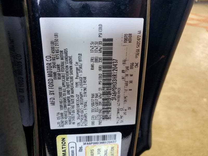 2017 FORD FUSION SE 12