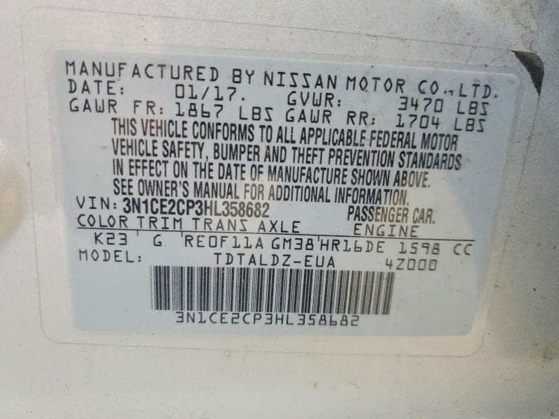 2017 NISSAN VERSA NOTE SV 12