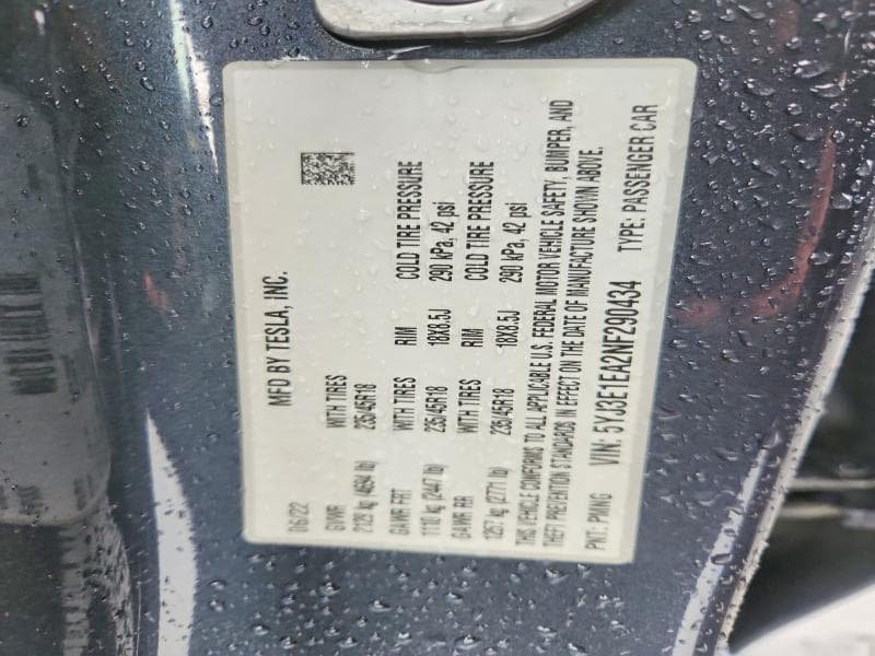 2022 TESLA MODEL 3 12