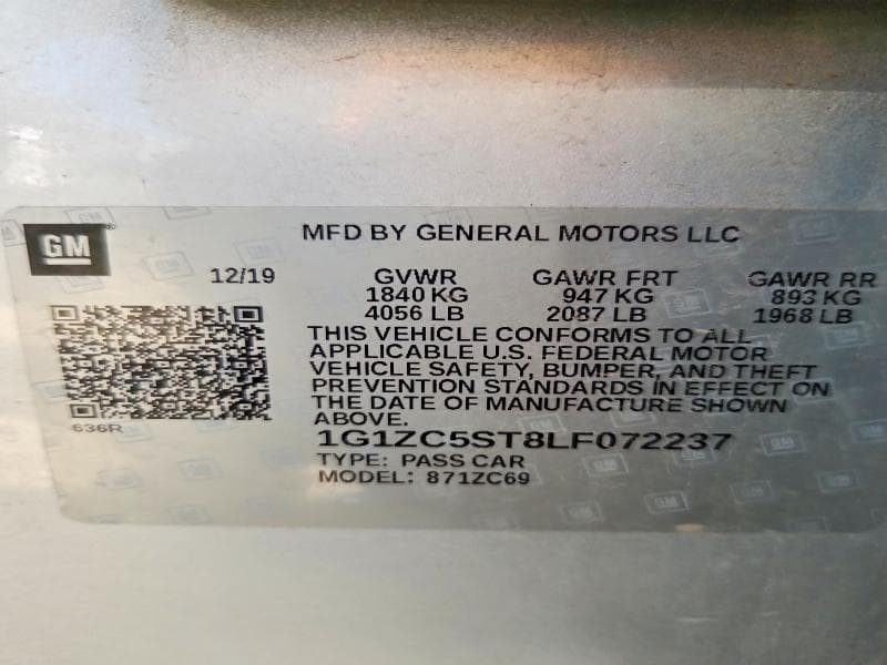 2020 CHEVROLET MALIBU LS 12