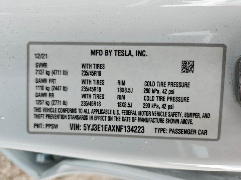 2022 TESLA MODEL 3 13