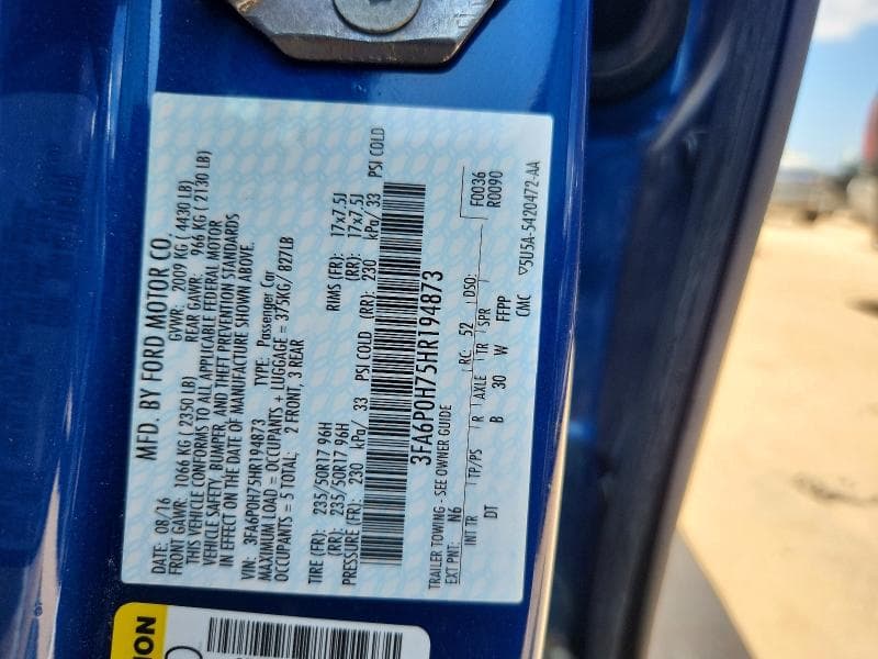 2017 FORD FUSION SE 12