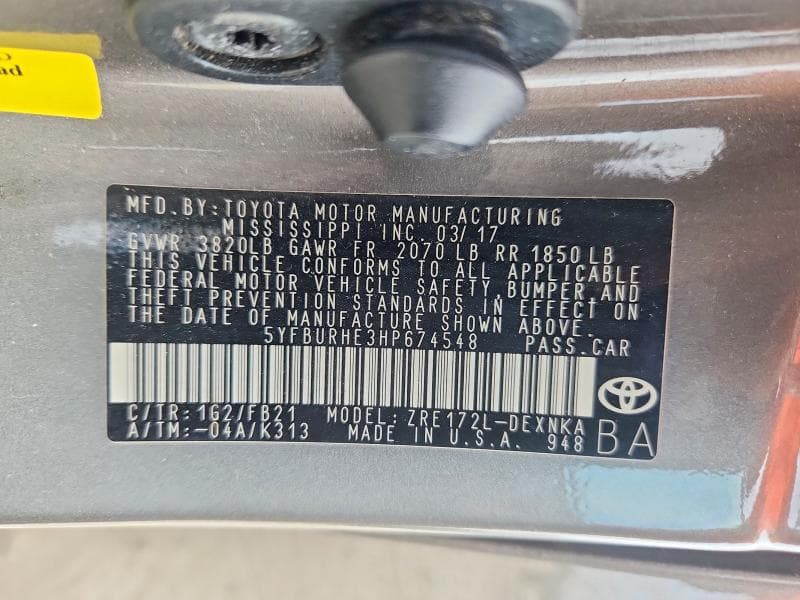 2017 TOYOTA COROLLA LE 13