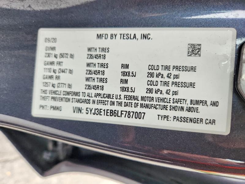 2020 TESLA MODEL 3 12