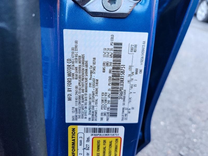 2019 FORD FUSION SE 12
