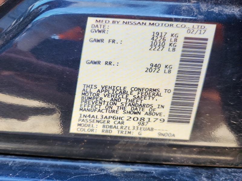 2017 NISSAN ALTIMA 2.5 SL 12