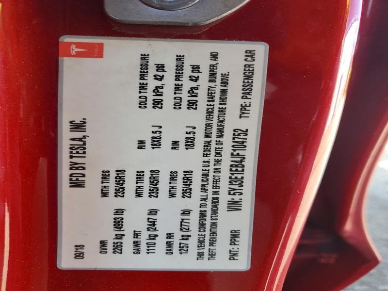 2018 TESLA MODEL 3 12