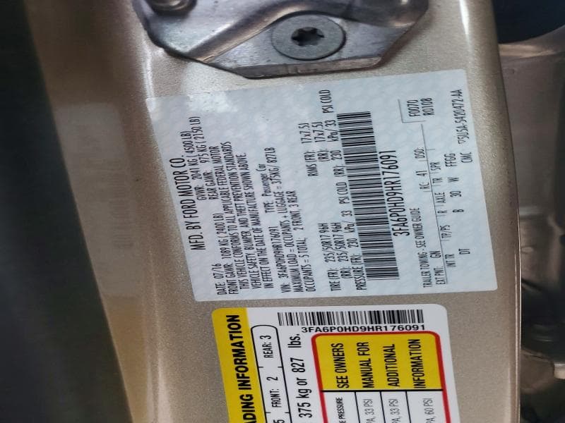 2017 FORD FUSION SE 12