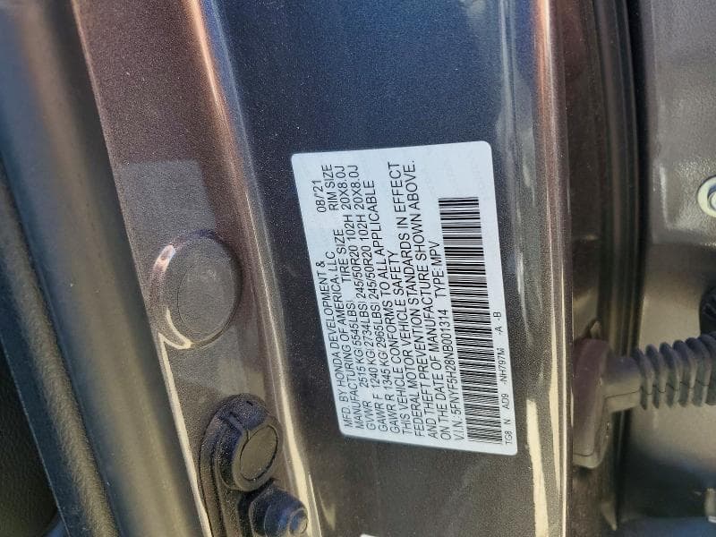 2022 HONDA PILOT SE 14