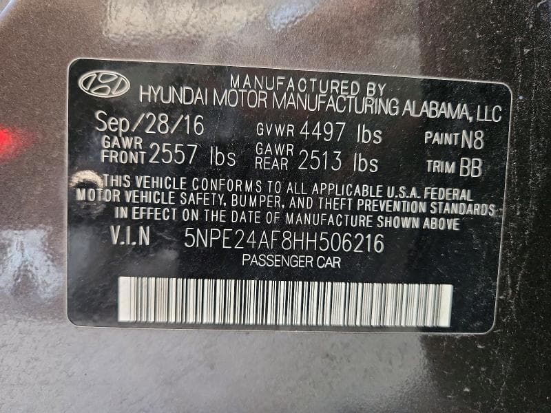 2017 HYUNDAI SONATA SE 13