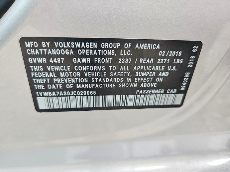 2018 VOLKSWAGEN PASSAT SE 12