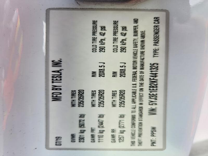 2019 TESLA MODEL 3 13