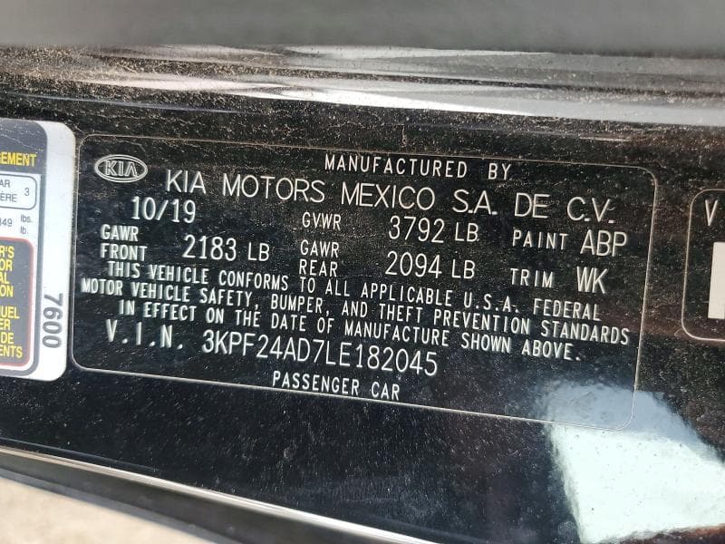 2020 KIA FORTE FE 12