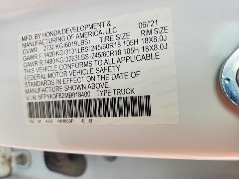 2021 HONDA RIDGELINE BLACK EDITION 12