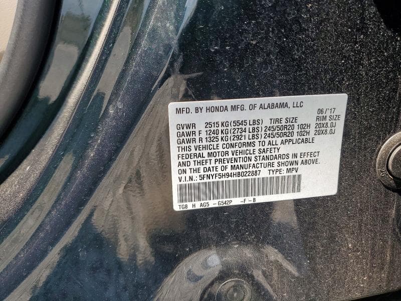 2017 HONDA PILOT TOURING 13