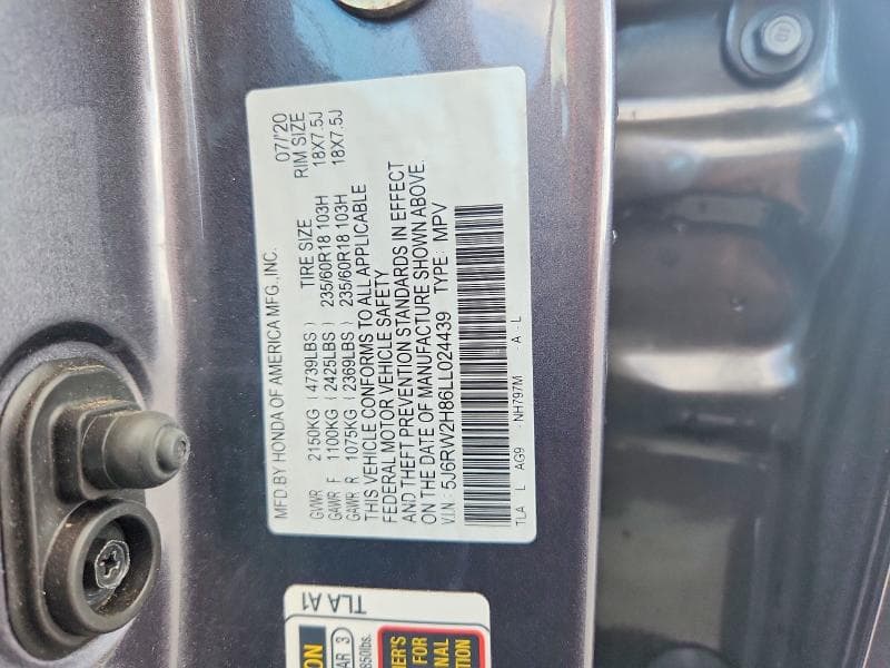 2020 HONDA CR-V EXL 13