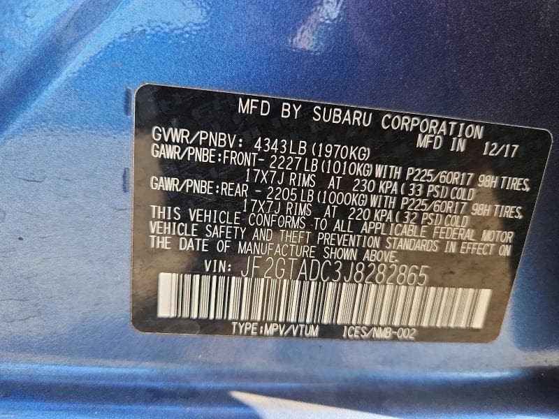 2018 SUBARU CROSSTREK PREMIUM 13