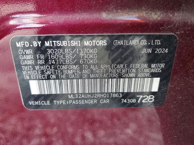 2024 MITSUBISHI MIRAGE ES 12