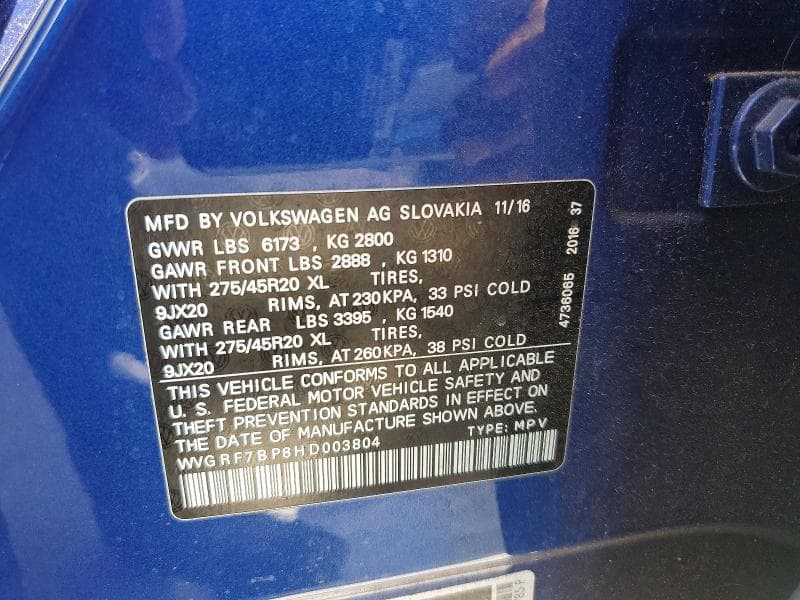 2017 VOLKSWAGEN TOUAREG WOLFSBURG 13
