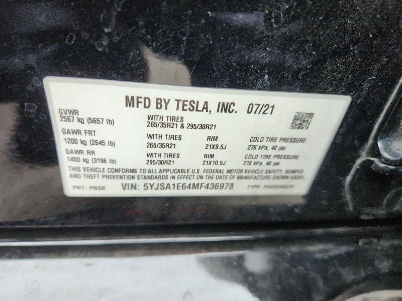 2021 TESLA MODEL S 13