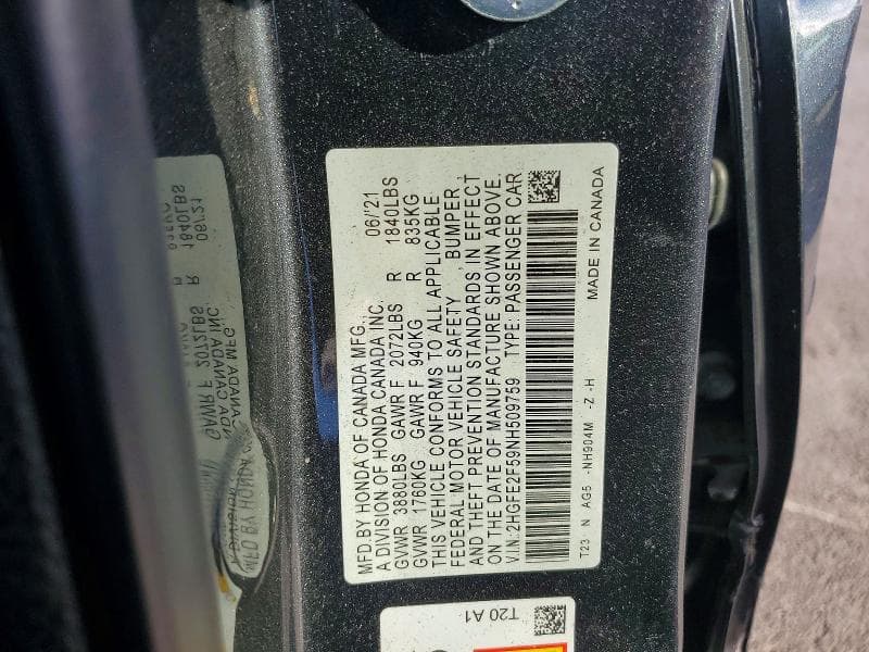 2022 HONDA CIVIC SPORT 12