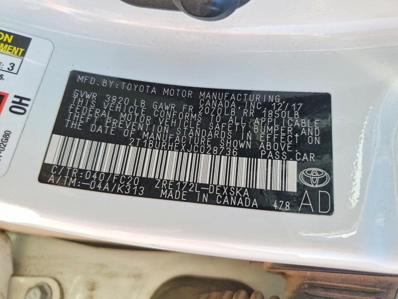2018 TOYOTA COROLLA SE 12