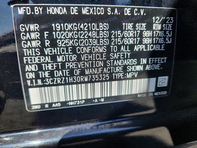 2024 HONDA HR-V LX 13