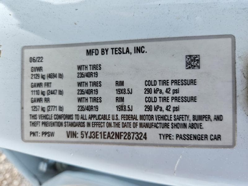 2022 TESLA MODEL 3 13