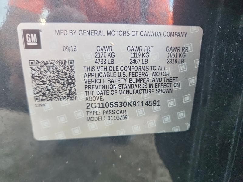 2019 CHEVROLET IMPALA PREMIER 12