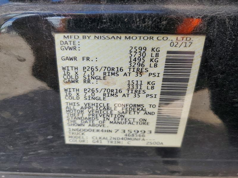 2017 NISSAN FRONTIER SV 12