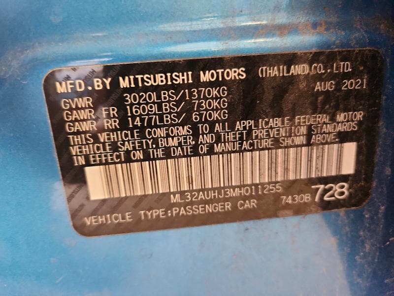 2021 MITSUBISHI MIRAGE ES 14