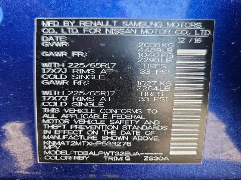 2017 NISSAN ROGUE S 13
