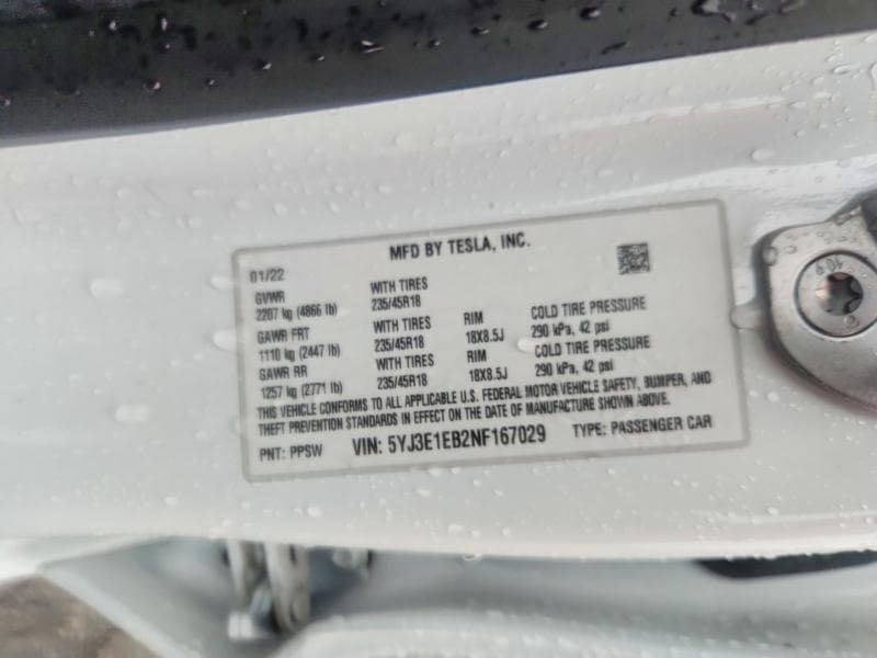 2022 TESLA MODEL 3 12