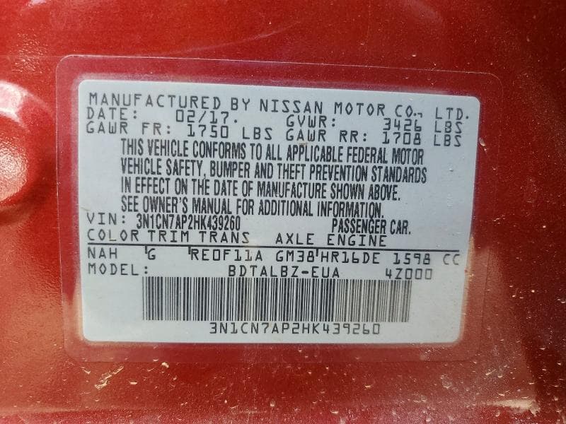 2017 NISSAN VERSA 1.6 SV 13