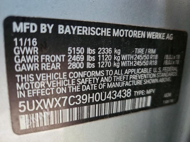 2017 BMW X3 XDRIVE35I 14