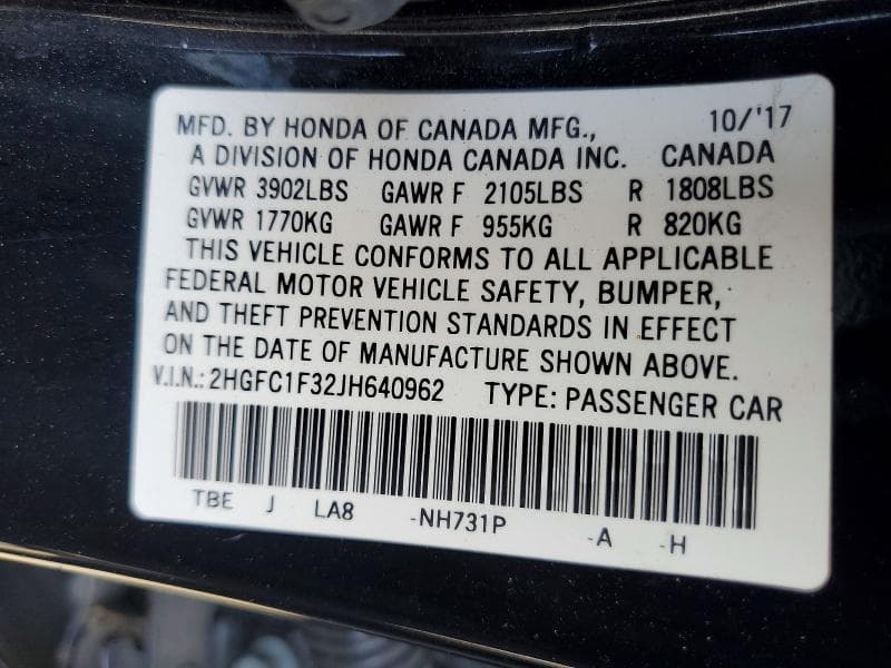 2018 HONDA CIVIC EX 12
