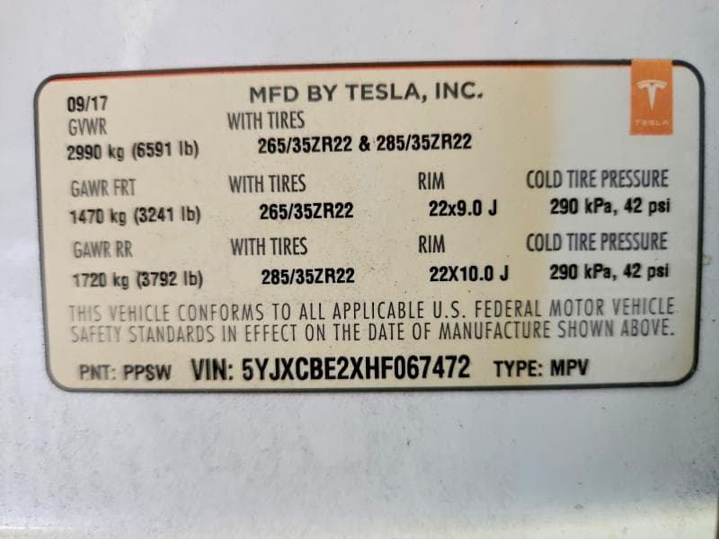 2017 TESLA MODEL X 12