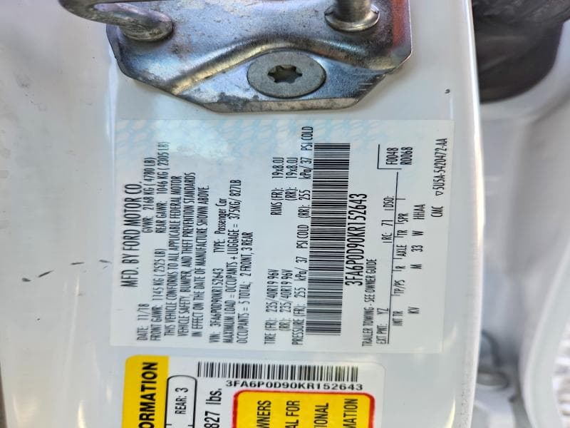 2019 FORD FUSION TITANIUM 12