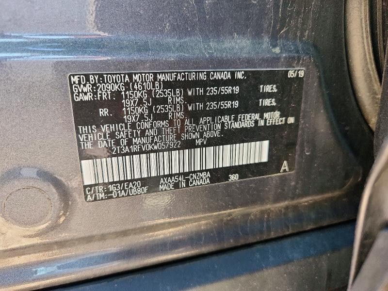 2019 TOYOTA RAV4 XLE PREMIUM 12