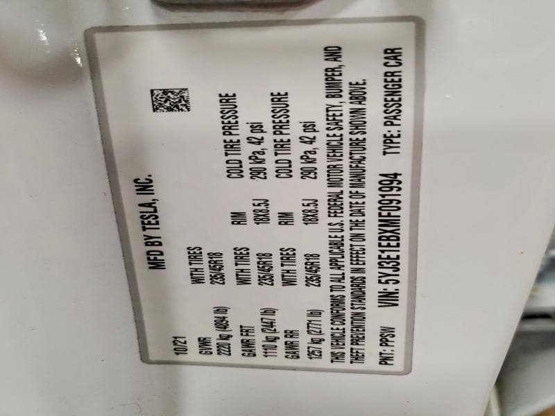 2021 TESLA MODEL 3 12
