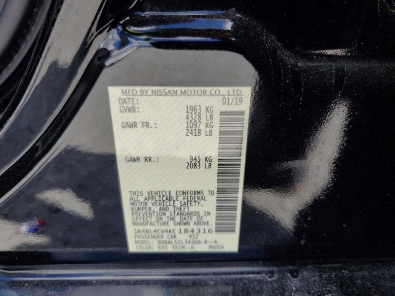 2019 NISSAN ALTIMA SR 12
