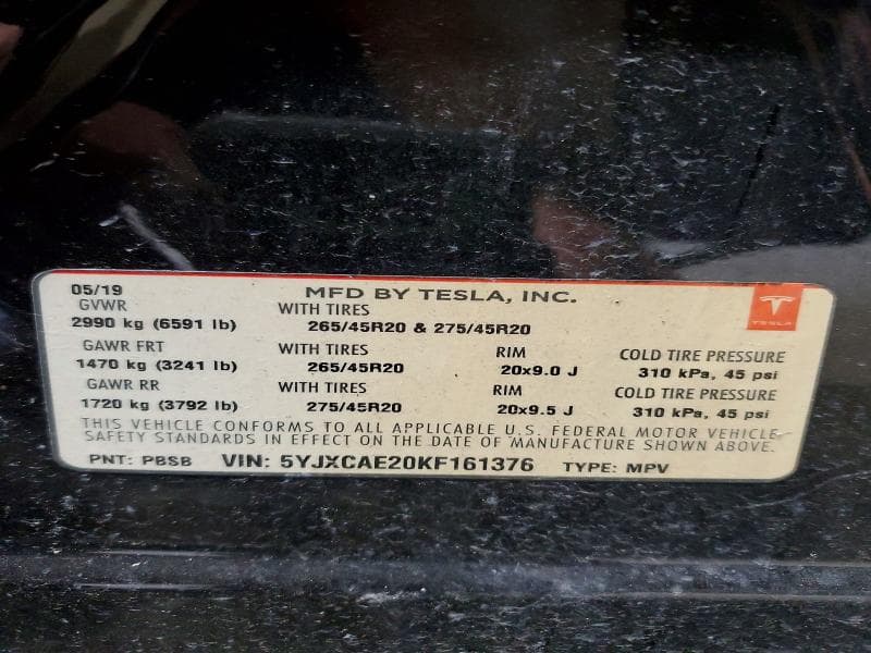 2019 TESLA MODEL X 14