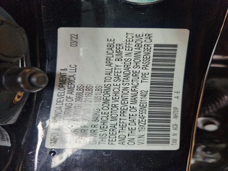 2022 HONDA INSIGHT EX 12
