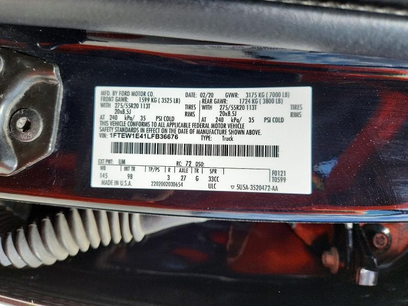 2020 FORD F150 SUPERCREW 12