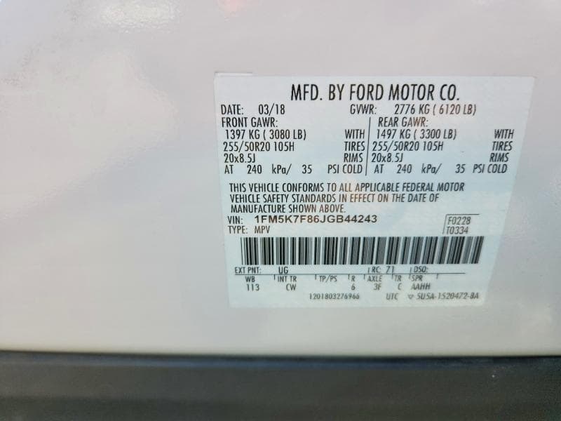 2018 FORD EXPLORER LIMITED 13