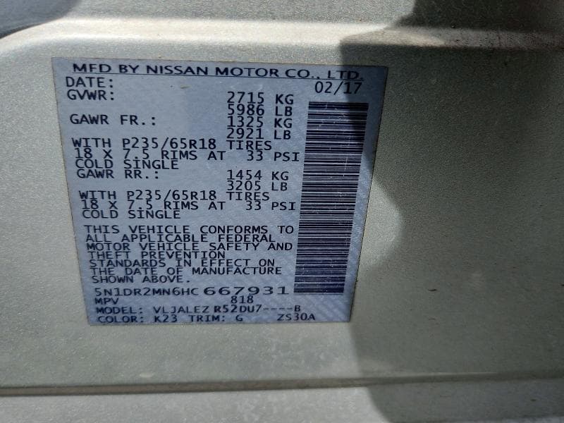 2017 NISSAN PATHFINDER SV 13