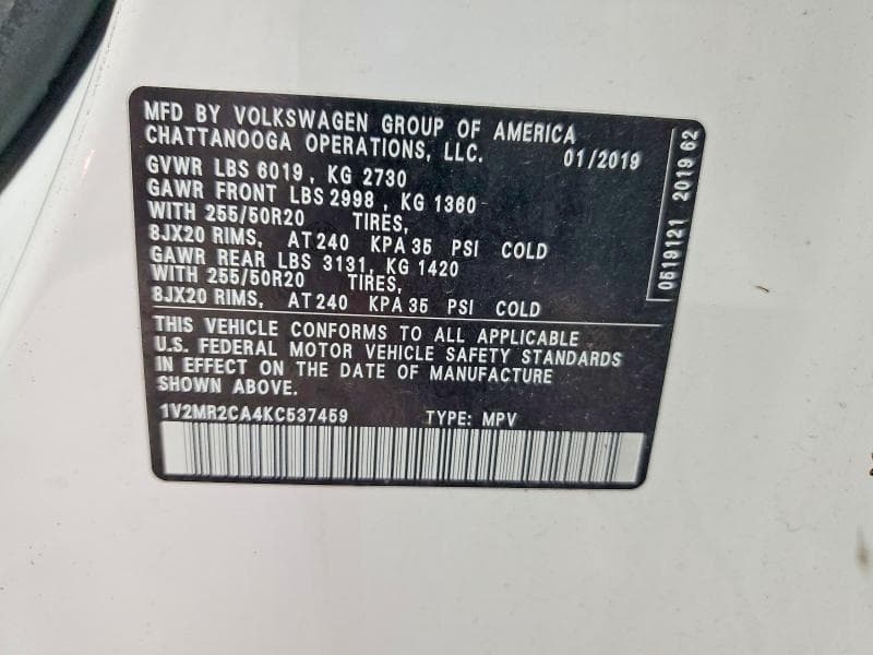 2019 VOLKSWAGEN ATLAS SEL 13