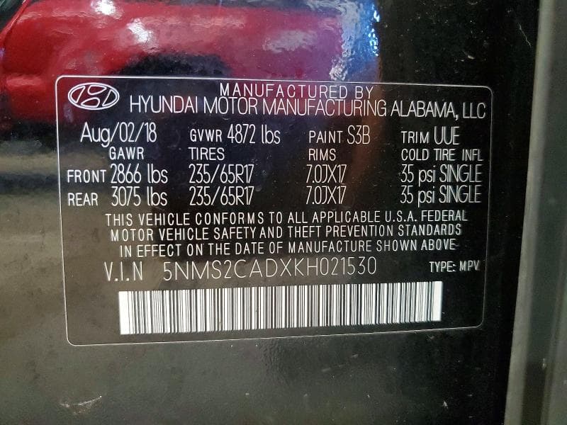 2019 HYUNDAI SANTA FE SE 13